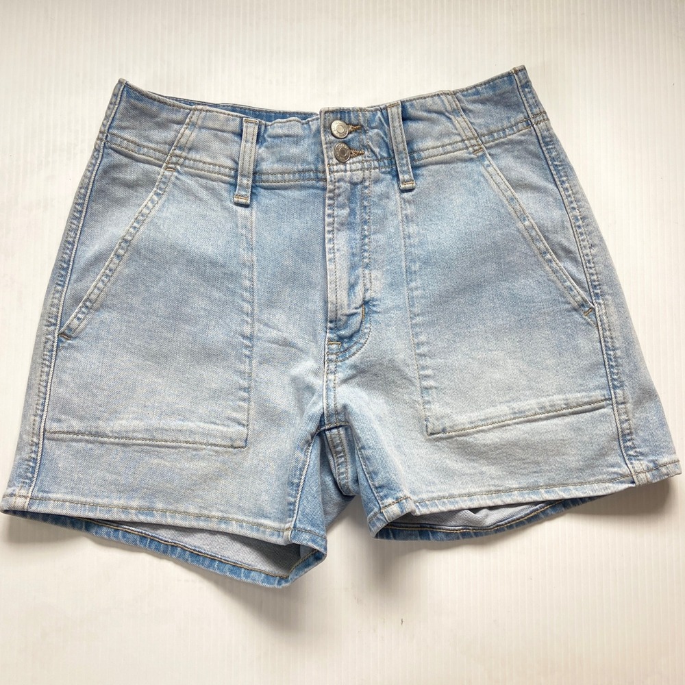 Gap High Rise 4" Denim Utility Shorts Light Blue Wash Jean Shorts Womens 2 26
